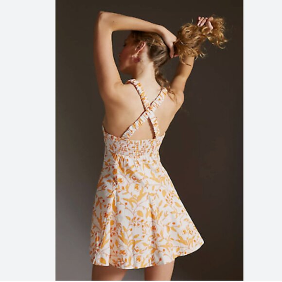Anthropologie x Maeve Sweetheart Mini Dress floral Yellow and White Size… - Picture 2 of 14